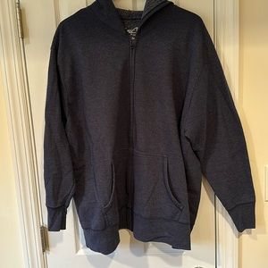 Women’s Plus Size 3x zip up hooded sweatshirt. Dark heather blue